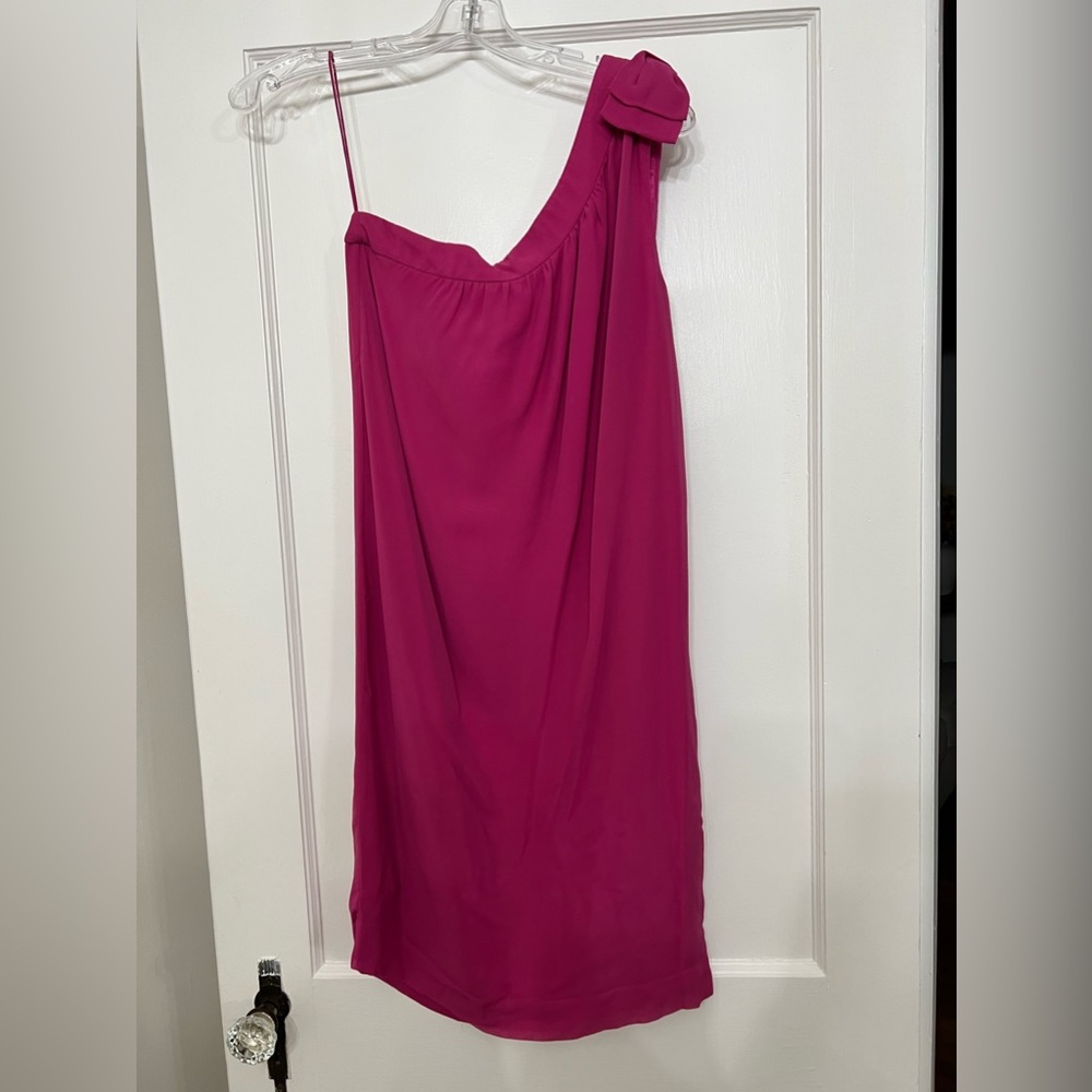 Maria Bonita extra pink silk one shoulder bow knee length dress size 4